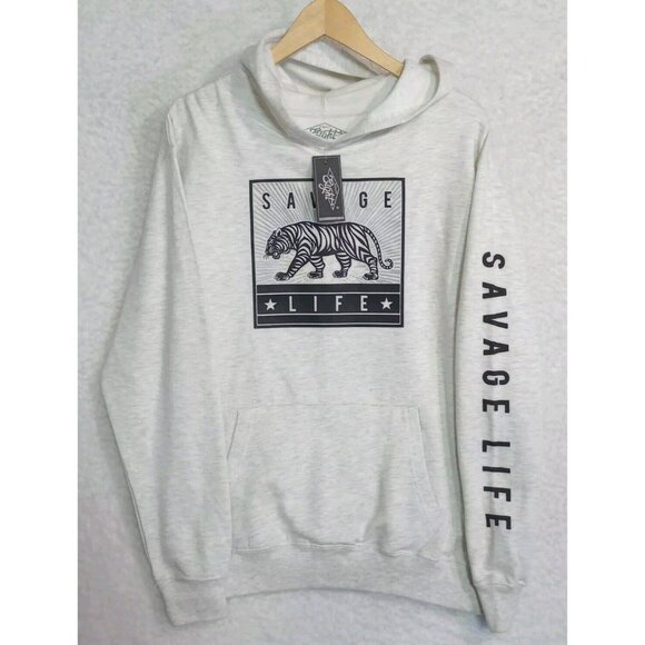 Eighty Eight Tops - Eighty Eight Brand Savage Life Tiger Hoodie Sweatshirt Adult Size XL NEW